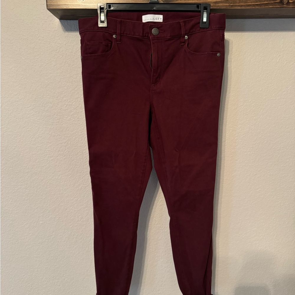Ann Taylor Red Skinny Jeans Stretch Denim